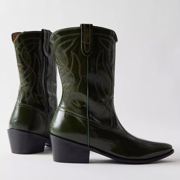 UO Leena Cowboy Boot in Dark Green - Picture 1 of 5